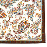Large Cream Paisley Silk Pocket Square 32cm